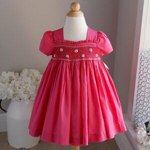 Pink Smocked Cotton Dress Size 18 Months Boutique Luli & Me Like New ADORABLE!